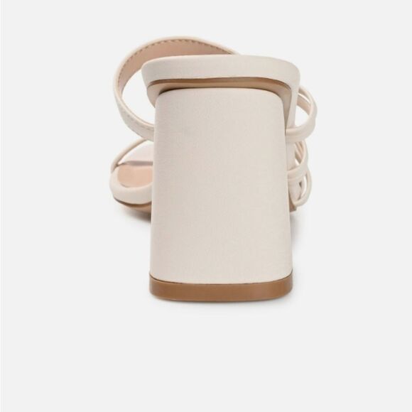 New Emory Journee Collection sleek slip-on style soft vegan leather ivory heel 7 - Picture 6 of 9